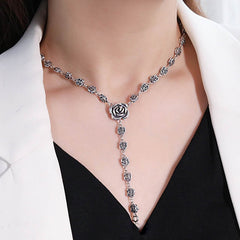 Rose Flower Clavicle Chain Sweater Necklace
