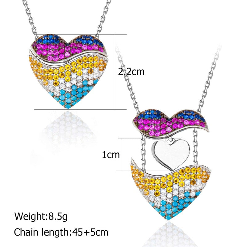 Luxury Custom Family Name Necklaces Personalised Crystal Heart Necklace Mother Day Gift Jewelry for Women
