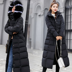 Goose Down fashion bow belt fur collar coat long thick coat
