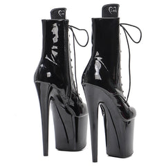 Shinny Black Pole dancing shoes High Heel platform Boots closed toe Pole Dance hight boot