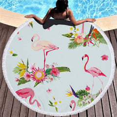 Microfiber Marble Abstract Pattern Beach Towel Round Large Watercolor Yoga Towel With Tassel Beach Mat Blanket Cover