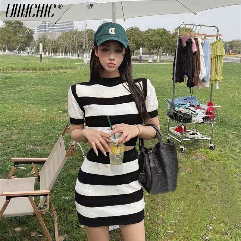 Buttons O-Neck Short-Sleeve Knitting Shirt+Mini Skirt 3-Piece Set Women&#39;s Sweater Cardigan Summer Fall 2021 New Korea Sweet Suit