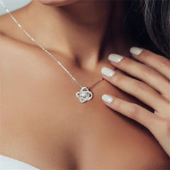 Four-leaf Clover Pendant Eternal Heart Necklace for Mother&#39;s Day Vintage Zircon Women Necklaces With Card Box 2022 Trend Gifts