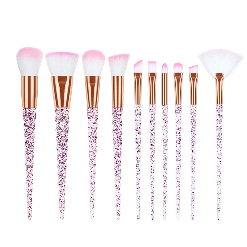 Makeup Brush Set Crystal Threaded Handle