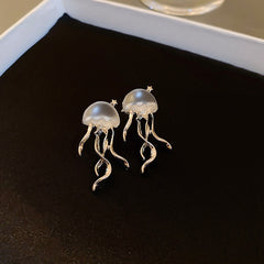 Floating Jellyfish Matte Crystal Earrings