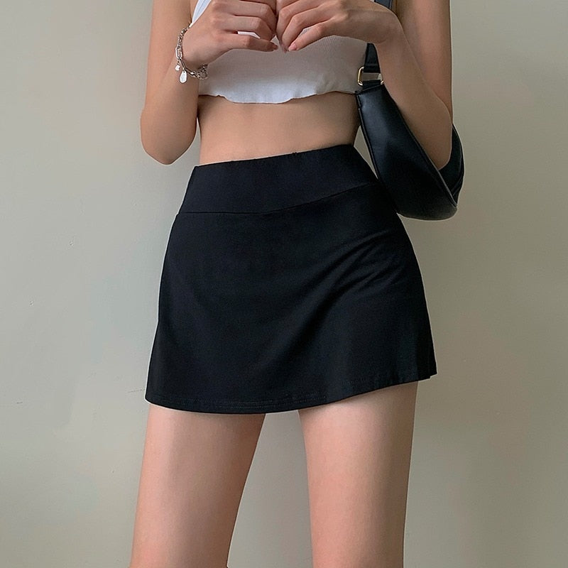 Serena High-Waist Split Tennis Mini Skirt One-piece