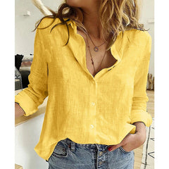 Button Lapel Cardigan Top Loose Long Sleeve Oversized Blouse