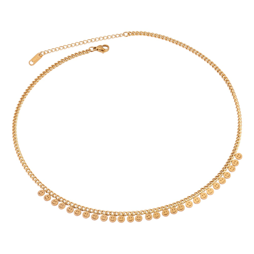 Round Geometric Pendant Necklace Choker