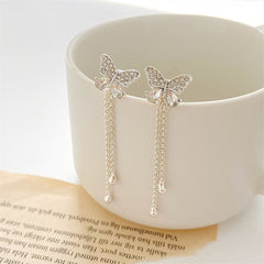 Fashion Butterfly Tassel Drop Earrings For Women Trendy Shiny Moon Star Pearls Dangle Earrings Korean Jewelry Girls Party Gifts