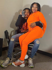 Kliou Hooded Casual Two Piece Set Women Autumn Long Sleeve Pockets Body-shaping Tracksuit Concise Solid Sporty Matching Outfits