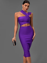 Bandage Purple Bodycon Sexy Cut Out Dress