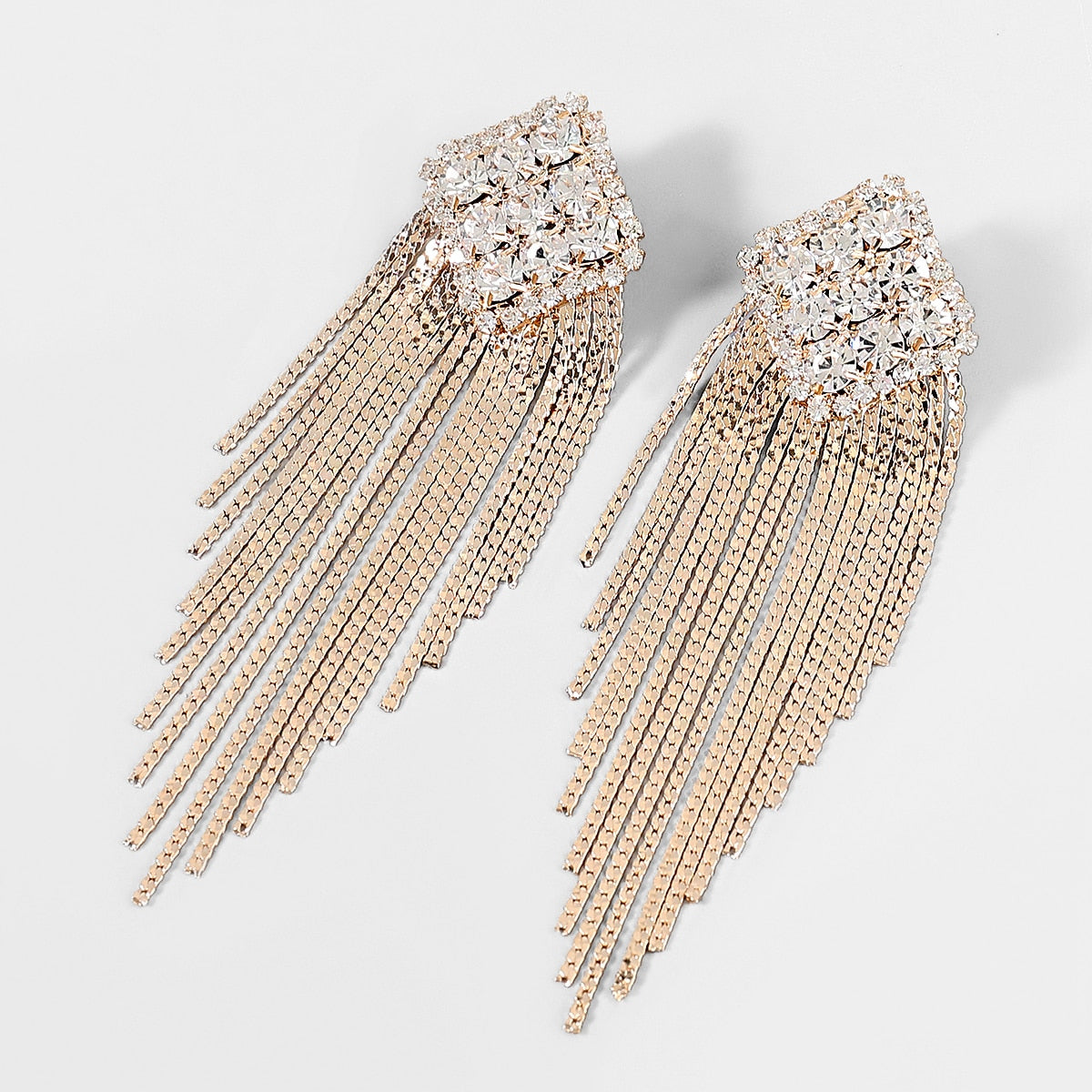Sparkling Rhinestone Tassel Claw Chain Earrings