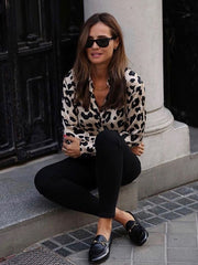 women satin blouse long sleeve zebra print shirts vintage office ladies tops femme chandails fashion blusa de mujer Chandails