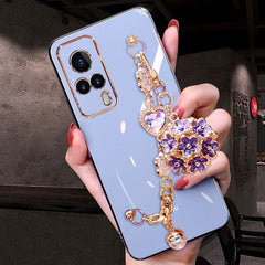 Glitter Camellia Gem Bracelet Flower Pendant Phone Cases for IPhone