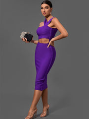 Bandage Purple Bodycon Sexy Cut Out Dress