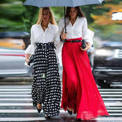 Yeezzi Summer Autumn Female Trousers Fashion Holiday Fitness Urban Polka Dot Casual Office Wide Leg Pants for Women 2022 New