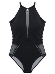 Lilly at the lake Mesh Cut Hollow Out Deep V Neck High Waist Swimsuit one piece