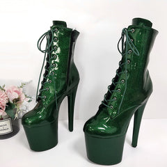 Super high with nightclub waterproof platform lacing sexy hate high short boots pole dance Stripper Heels