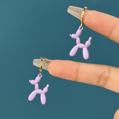 Cute Colorful Enamel Puppy Dog Hoop Earrings