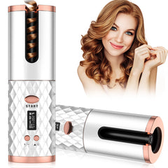 Wireless Auto Curling Iron Hair Iron Curler USB Rechargeable Rotating Hair Curler