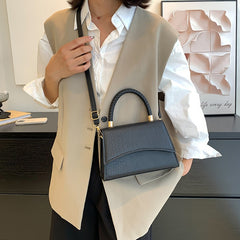 Solid Pu Leather Shoulder Handbags Top Handle Casual Crossbody Bags