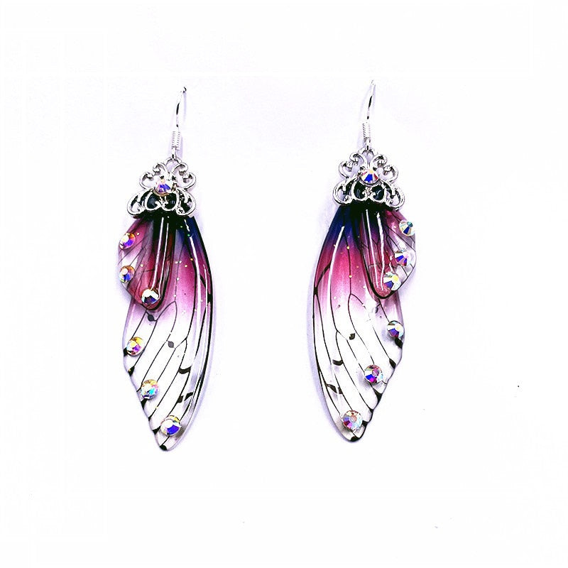 Elowen Butterfly Wing Rhinestone Drop Earrings