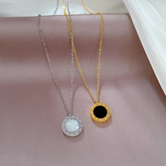 Stainless Steel Roman Numeral Dial Pendant Necklace