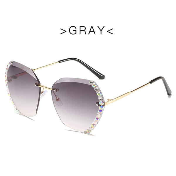 Vintage Oversized Rimless Sunglasses - Sexy Diamond Square Sun Glasses