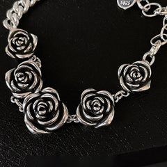 Vintage Punk Rose Flower Chain Bracelet