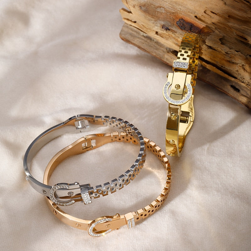 Elegant Stainless Steel Crystal Bracelet for Women