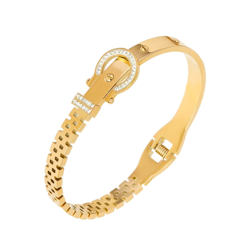 Elegant Stainless Steel Crystal Bracelet for Women