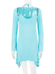 Karlofea New Fall 2022 Clothes Jersey A Line Mini Dress Long Sleeve Party Outfits y2k Sexy Back Open Night Club Party Dress