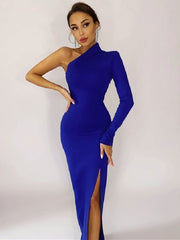 Long Elegant Dress One Shoulder Maxi Dress Bodycon
