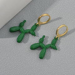 Cute Colorful Enamel Puppy Dog Hoop Earrings