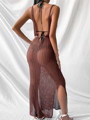 Samantha's Crochet Tunic Beach Dress with Slit Cover-up