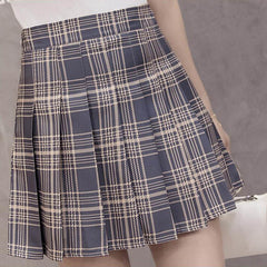 High Waist A-line Student Plaid Pleated Skirts Dance Mini Skirts