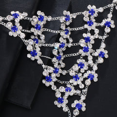 Stonefans Hollow Blue Crystal Body Chain Lingerie Clothing Women Summer Beach Rhinestone Bikinis Bra Harness Festival Jewelry