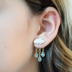 Cute Cloud Blue Rain Drop Dangle Earrings