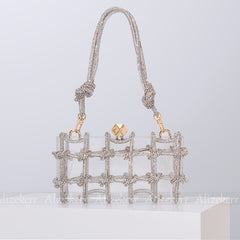 Diamond Clear Acrylic Box Knotted Rope Rhinestone Purses And Handbags