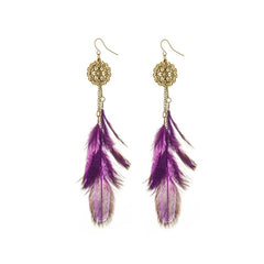 Feather Earrings For Women Bohemian Vintage Leaf Feather Long Tassel Dangling Earring Party Jewelry