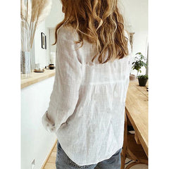 Button Lapel Cardigan Top Loose Long Sleeve Oversized Blouse