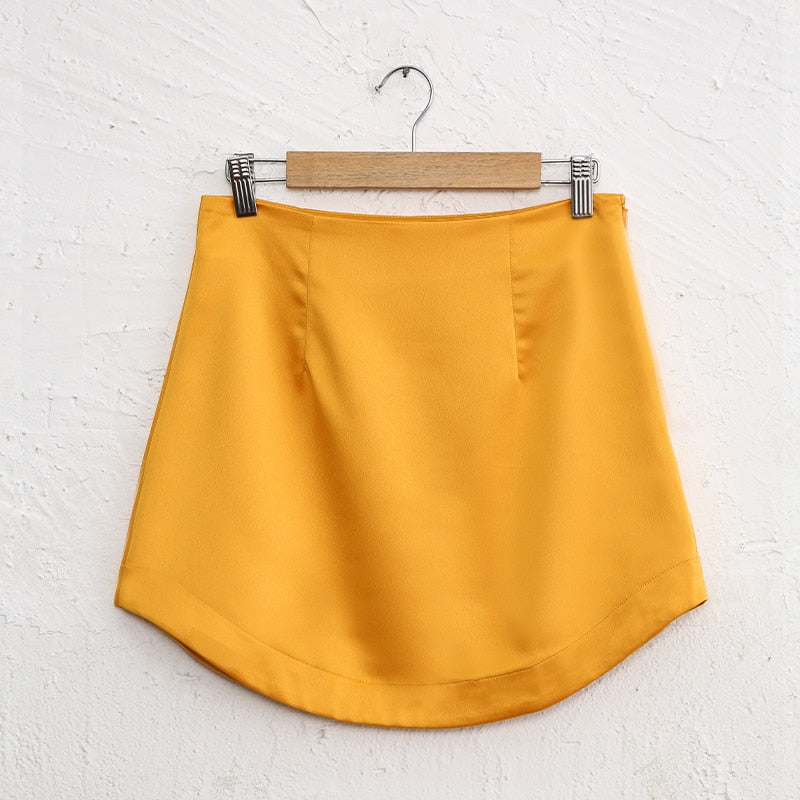 Elara Satin Side-Zip Mini Skirt One-piece