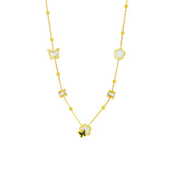 Butterfly Flower Pendant Necklace