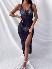 Samantha's Crochet Tunic Beach Dress with Slit Cover-up