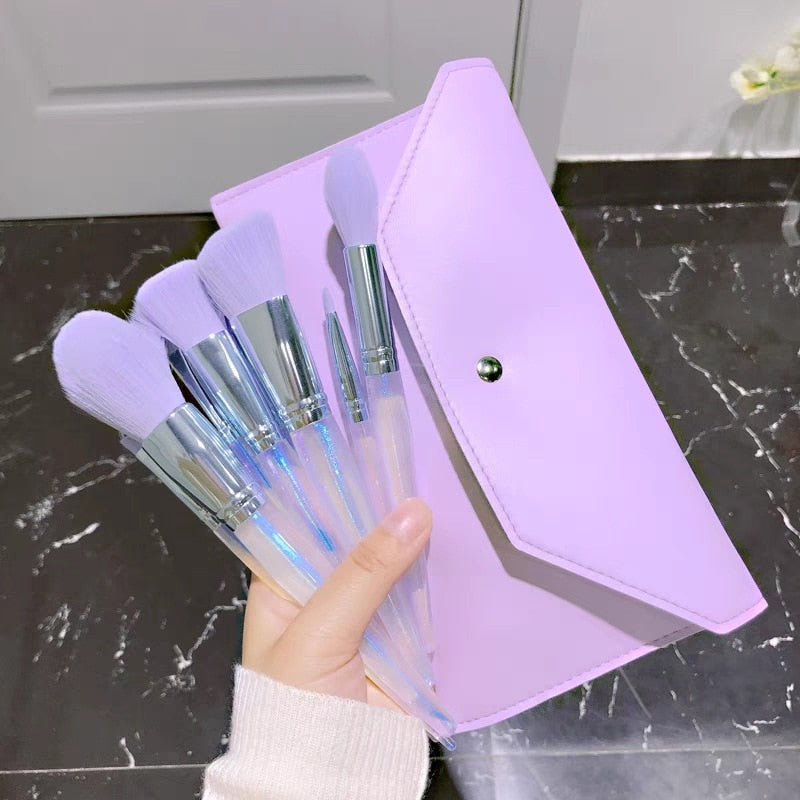 Purple/Crystal Makeup Brushes Set