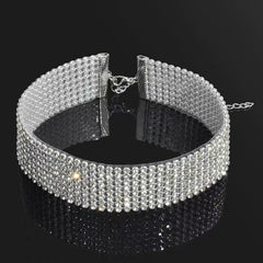 Shiny Rhinestone Bundle Neck Collar Necklace