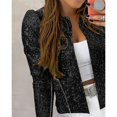 Sequin Jackets Women Glitter Long Sleeve