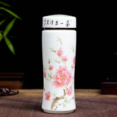 Jingdezhen ceramic teacup thermos mug with lid blue and white porcelain water cup liner office cup portable teacup Gift cup