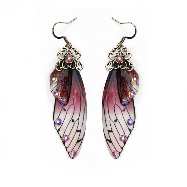 Elowen Butterfly Wing Rhinestone Drop Earrings