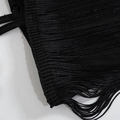 Black Fringed Party mini Dress Bodycon Sleeveless